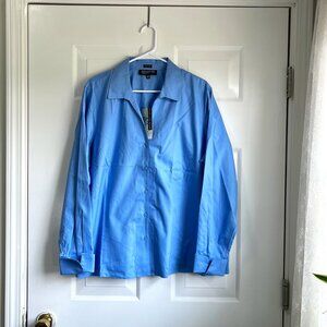 NWT Jones New York Platinum Collection Baby Blue Button Down Blouse 20 W